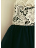Ivory Lace Navy Blue Tulle Pretty Flower Girl Dress